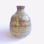 Vintage Art Pottery Stoneware Earth Toned Vase Drip Glaze Signed 5