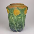 Roseville Vintage Pottery Sunflower Vase, Shape 492-10, Gold/Green/Blue/Brown