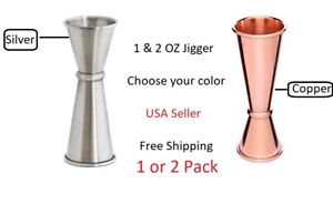 Copper or Silver Stainless Steel Japanese Style Jigger 1 & 2 OZ NEW! Ships Free!