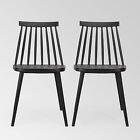 Set of 2 Dunsmuir Farmhouse Spindle Back Dining Chairs Black - Christopher