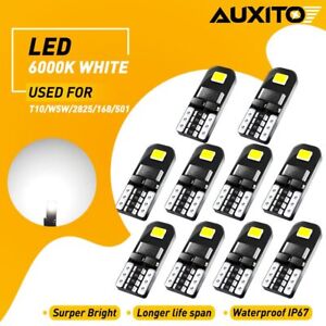 10pc 12V White T10 194 168 W5W LED Car CANBUS Error Free Wedge Light Bulb AUXITO (For: More than one vehicle)
