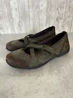 Women'sClarks Privo Leather X-Strap Brown Contrast Grip Mary Janes Size 8.5