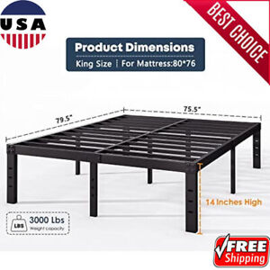 Metal Platform Bed Frame King Size No Box Spring Needed Heavy Duty Durable New