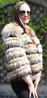 Fur Jacket Seefuchs Bolero Jacket Fur Design Fur Pattern Stripes Black Beige