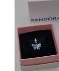 Authentic Pandora Blue Murano Glass Butterfly Charm w/Gift box