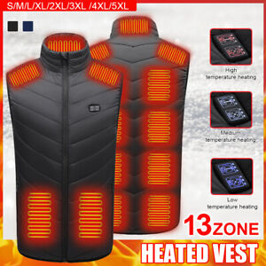 USB Electric Heated Vest Jacket 13 Zone Warm Up Heating Pad Cloth Body Warmer US