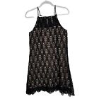 RNB Black Sleeveless Crochet Dress Size L Lace Overlay A-Line Party Date Night