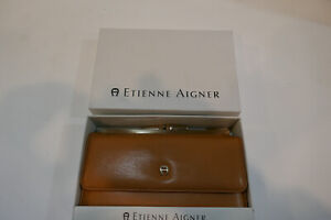 Vintage AIGNER Full Size Checkbook  Leather Wallet Tri-Fold Beige Leather