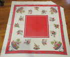 Square Tablecloth Small Card Table Vintage 1950s MCM Salads Food Utensils Cotton