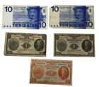 Lot of 5 Assorted Denomination Vintage Netherlands Gulden Paper Money Notes