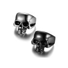 vintage stainless steel punk evil biker skull ring design male silver black men