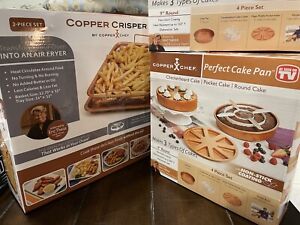 LOT OF 1 Copper Chef Copper Crisper & 3 Perfect Cake Pan BRAND NEW NIB FREE SHIP