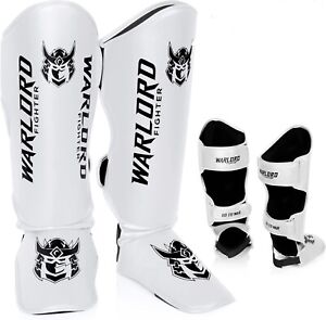 Warlord Fighter Go To War White Muay Thai MMA Shin Guards Size Extra Large
