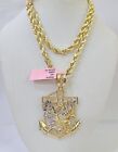 Real 14k Yellow Gold Rope Chain Eagle Anchor Charm Set Link 5mm 18
