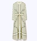 Tory Burch Printed Silk ShirtDress Green Rope M $628 Dress