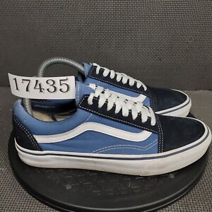 Vans Old Skool Shoes Womens Sz 8.5 Blue Black Canvas Skate Sneakers
