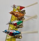 Lot of 4 Vintage Germany? Mercury Glass Clip On Bird Colorful Ornaments EVC