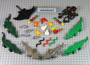 LEGO - 31 pcs Water Sea Animals Lot Shark Octopus Crocodile Alligator Frog Large