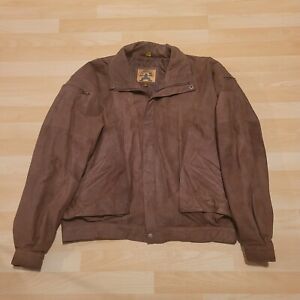 VINTAGE Phase 2 Bomber Leather jacket coat brown mens size XL full zip 80s