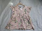 Torrid Top Pink Floral Babydoll Hippie Tunic Polyester Blend Womens Size 1X
