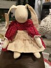 Vtg Cloth Fabric Bunny Rabbit Doll With Floppy Ears