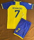 Al Nassr FC Home Yellow Jersey Shorts Cristiano Ronaldo #7 Uniform For Children