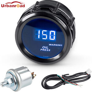 Oil Pressure Gauge 0-150 PSI 2'' 52mm 12V LED Display Digital Meter W/ Sensor