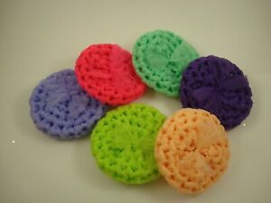 CROCHET, DOUBLE THICK SCRUBBIES, LOT of 6 assorted colors.