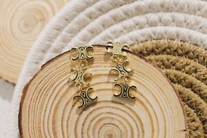 Celine Style Paris Triomphe short tassel earrings , 18k gold plates