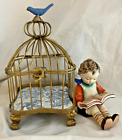 Decorative Metal BIRD CAGE with Bird and Accessories