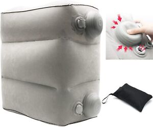 Inflatable Foot Rest Pillow for Travel, Push to Inflate, Height Adjustable