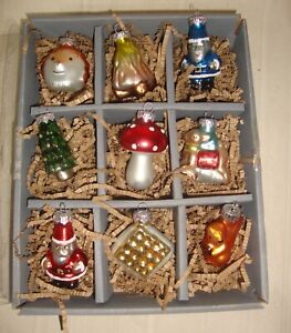 Pottery Barn WOODLAND Christmas Mercury Glass Ornaments Set of 9 Santa , & more