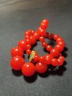 Vintage Art Deco Red Bakelite Necklace / Choker Round Graduated Beads 18”