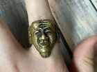 Antique brass coated steel Buddha asian face cigar ring 7.5