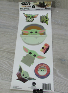Star Wars Mandalorian- GROGU Child Baby Yoda 7 pc Wall Decals Removable Stickers
