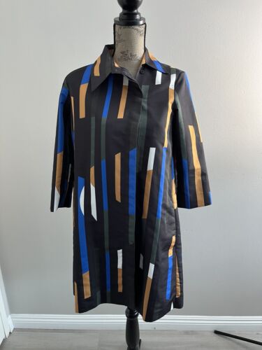 COS Women’s Coat Size 6 Multi Color Asymmetrical Striped Abstract Lightweight