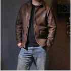 Mens Vintage Waxed Brown Motorcycle Jacket Casual Biker Leather Jacket Coat