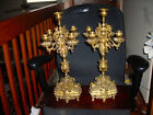 ORNATE PAIR OF ANTIQUE 19TH CENTURY GILDED BRONZE FRENCH CANDELABRAS 20X8X8