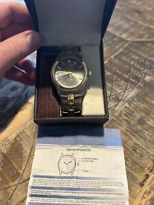 Men Allude Diamond Watch With Box And Paper Needs Battery And Cleaned!