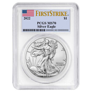 2022 $1 American Silver Eagle PCGS MS70 FS Flag Label