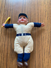 VINTAGE CELLULOID BASEBALL PLAYER DOLL JAPAN STRAW STUFFED TOY