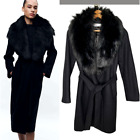 NEW! Zara Woman S Manteco WOOL Faux FUR Trench Coat Long Belted Jacket Black 4 6