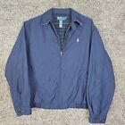Vintage Polo Ralph Lauren Jacket Mens Medium Blue Plaid Lined Harrington Preppy