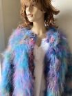 Massive Mohair Cardigan Sweater Jumper Handmade Knitted Mix Colour