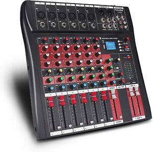 6 Channel Mini Audio Mixer Console USB DJ Sound Live Studio Mixing For Amps