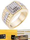 Mens MOISSANITE Ring14k Gold Plated Square Real 925 Silver Iced Pinky Hip Hop