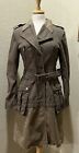 BCBGMaxAzria Trench Coat Willow Belted Military Lined Two Tone Army Green S