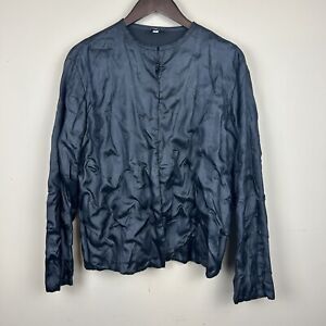 Eileen Fisher Black Silk Jacket Cardigan Elegant Unique Pucker Lined Size M