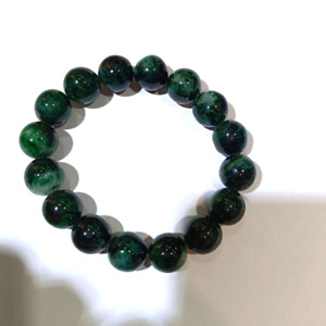 Natural Rare Unique Green Burma Jade Jadeite Genuine Beads Bracelet,size 13.1 mm