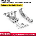Stainless ExhaustManifoldHeader For 88-00 Honda Civic D-series EJ/EG/EH/EK D16 (For: 2000 Honda Civic EX Coupe 2-Door 1.6L)